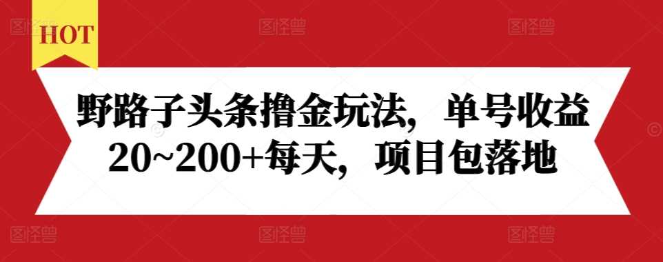 野路子头条撸金玩法，单号收益20~200+每天，项目包落地篙茗网-专注分享网络创业项目落地实操课程 – 全网首发_高质量创业项目输出篙茗网