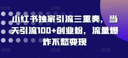 小红书独家引流三重奏，当天引流100+创业粉，流量爆炸不愁变现【揭秘】篙茗网-专注分享网络创业项目落地实操课程 – 全网首发_高质量创业项目输出篙茗网